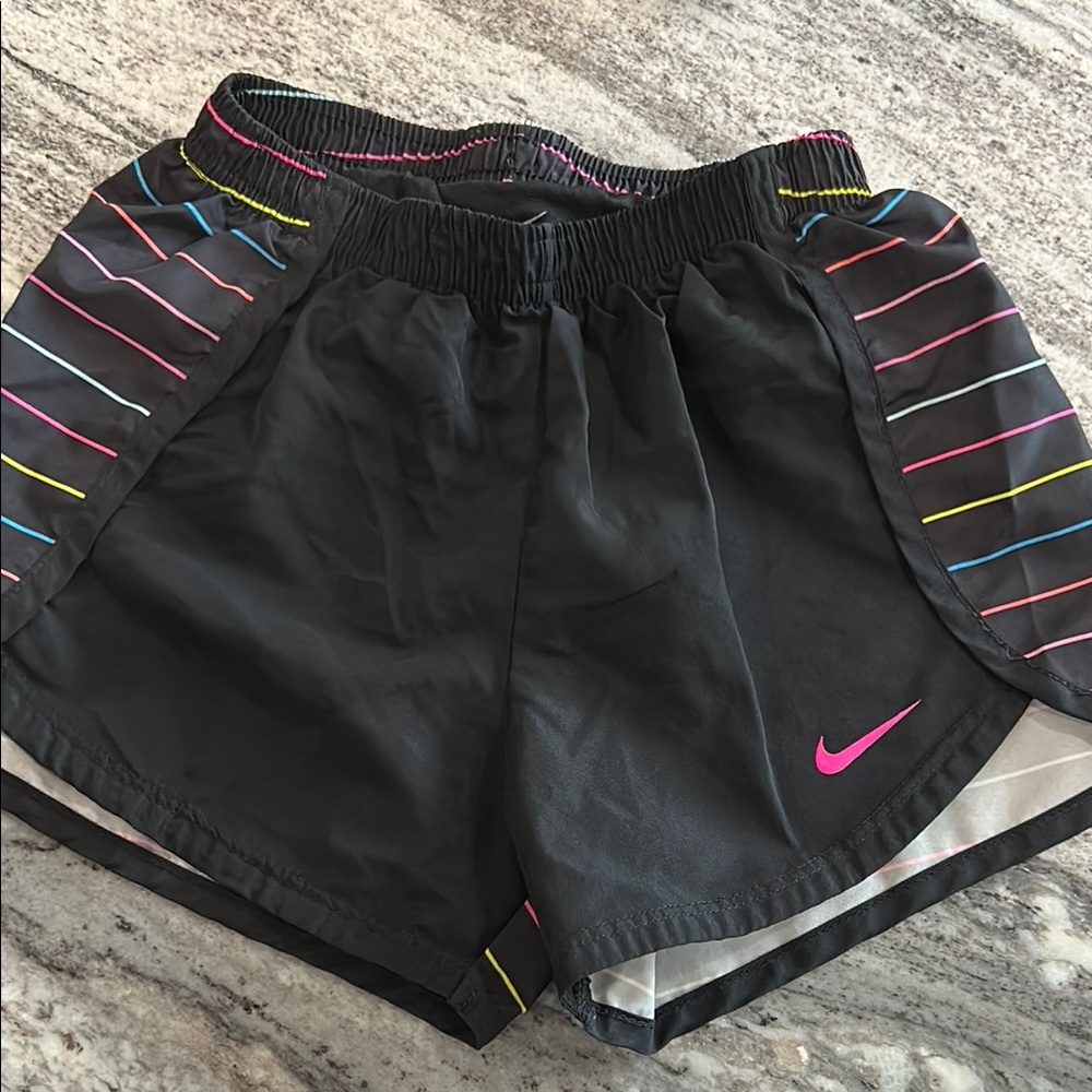 Nike Kids Black and Pink Athletic Shorts Size 6x
